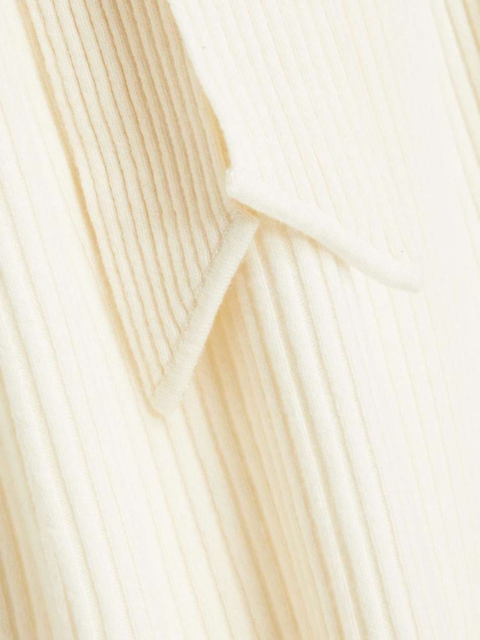 tie-neck ribbed wool and silk-blend midi dress