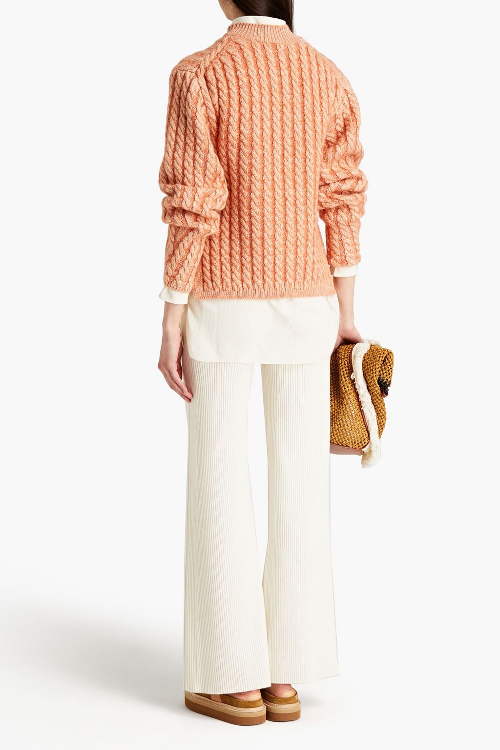 CHLOÉ Ribbed wool-blend flared pants
