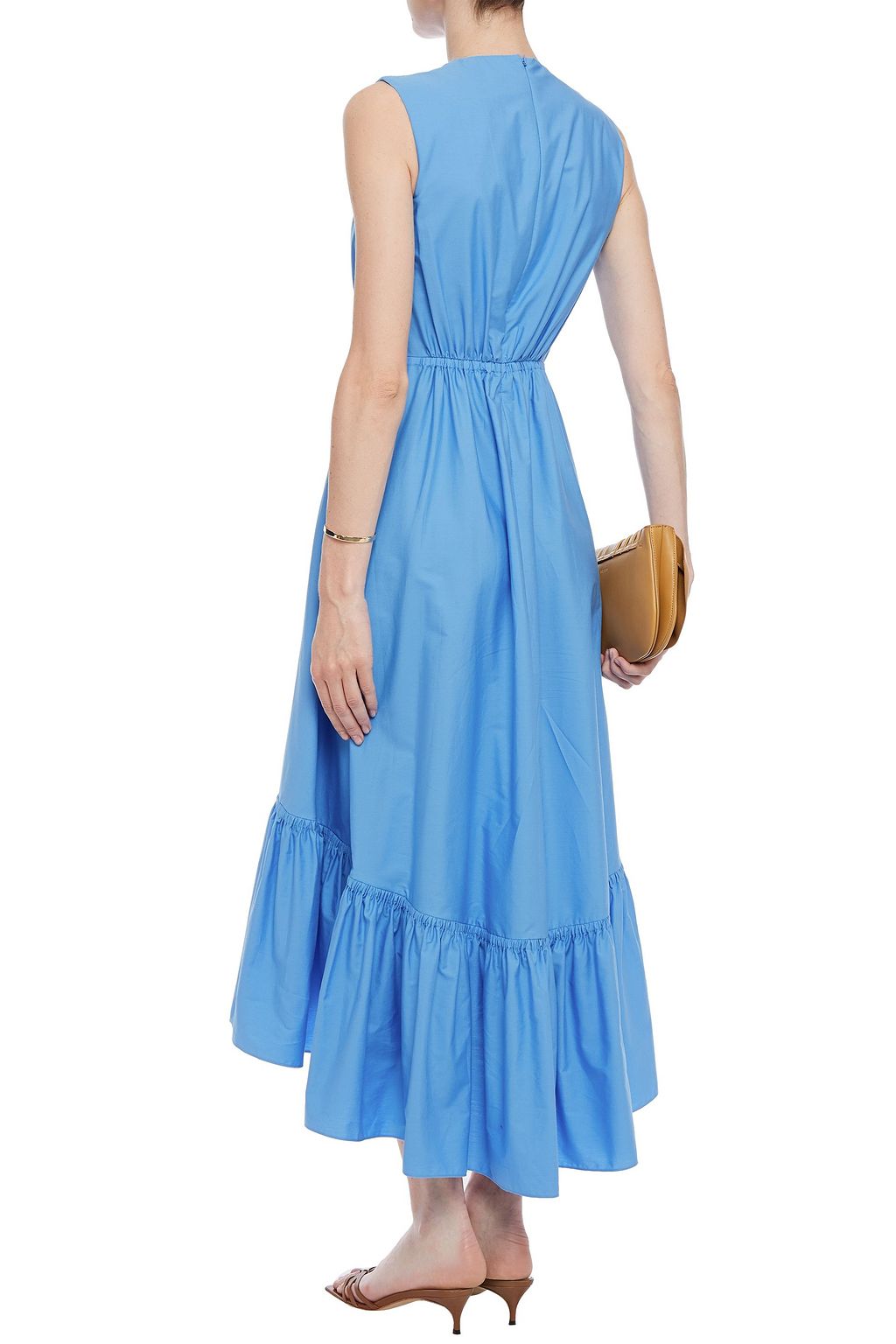 ROKSANDA Gathered cotton-poplin midi dress