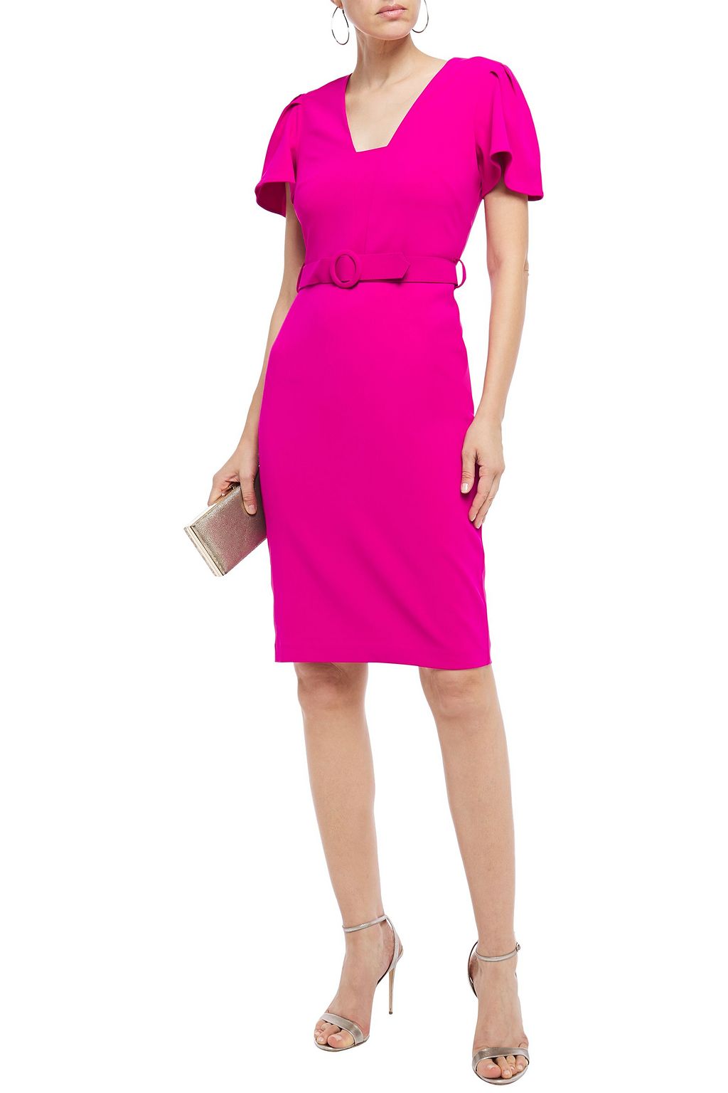 BADGLEY MISCHKA Belted crepe dress