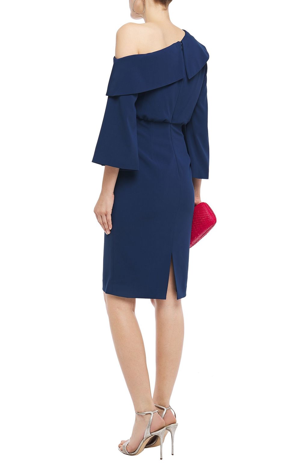 BADGLEY MISCHKA One-shoulder gathered crepe dress
