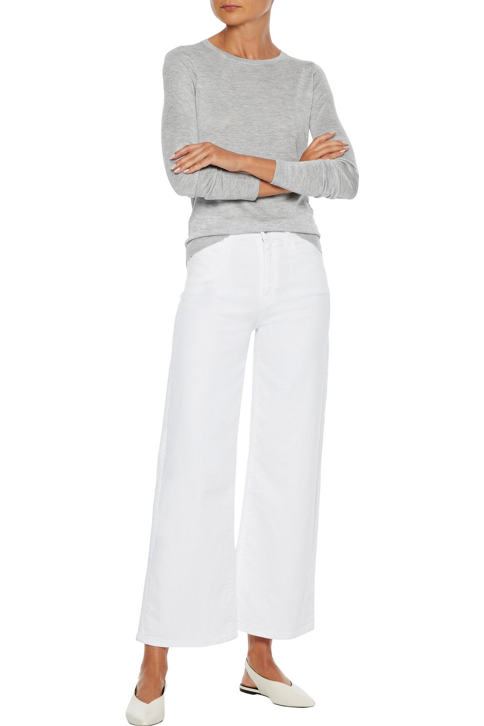 Click to view more detailed imagery on our partner's website Iris & Ink Anisha Silk And Cashmere-blend Sweater In Light Gray