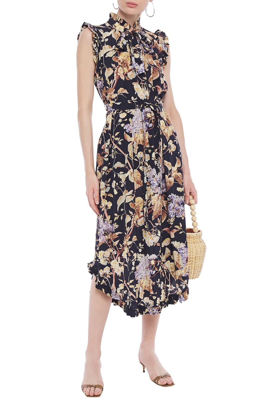 ZIMMERMANN Sabotage ruffled floral-print silk-blend midi dress