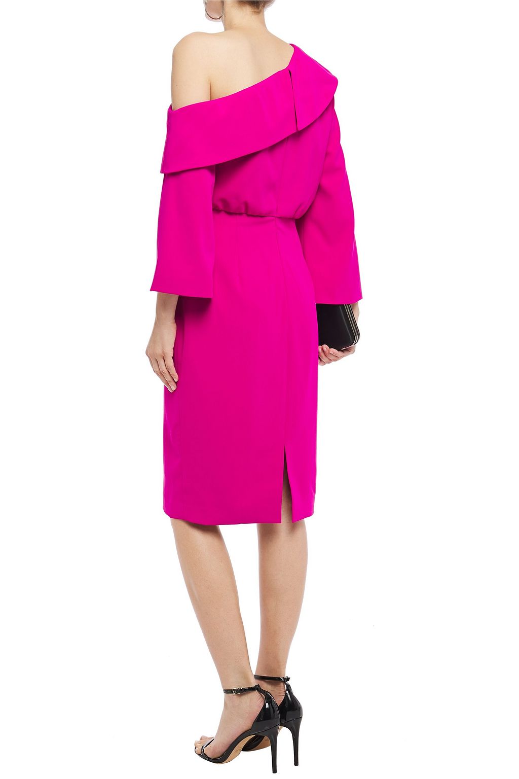 BADGLEY MISCHKA One-shoulder gathered crepe dress