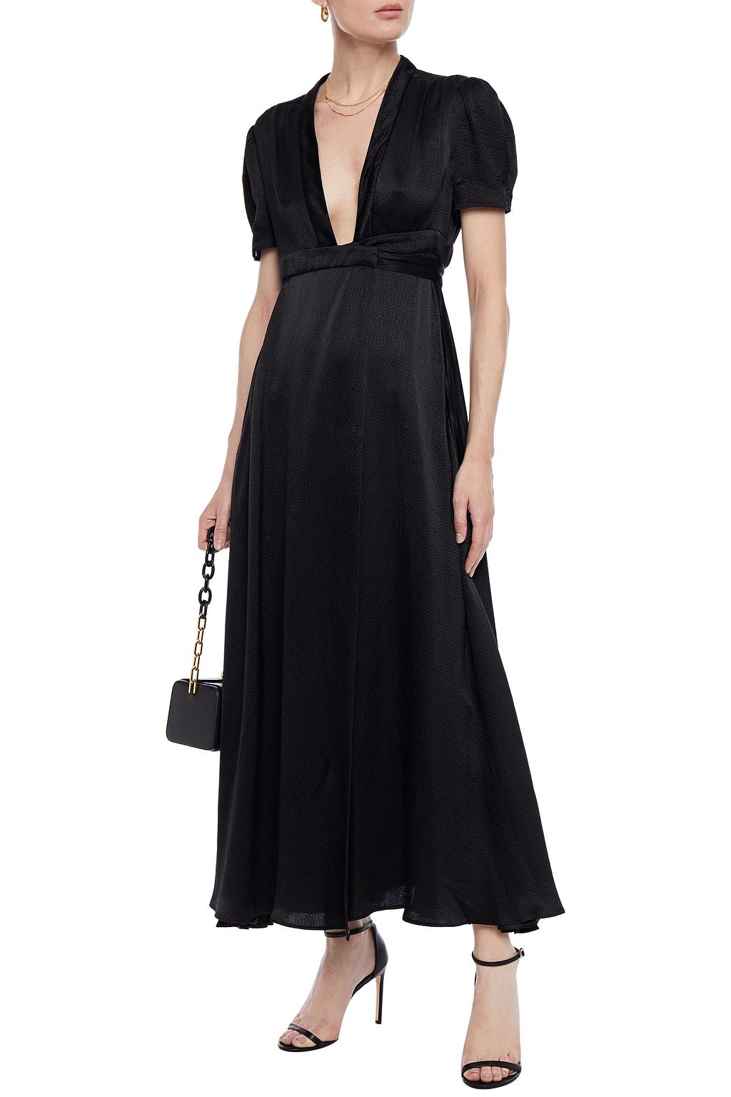 VALENTINO GARAVANI Hammered-satin maxi wrap dress