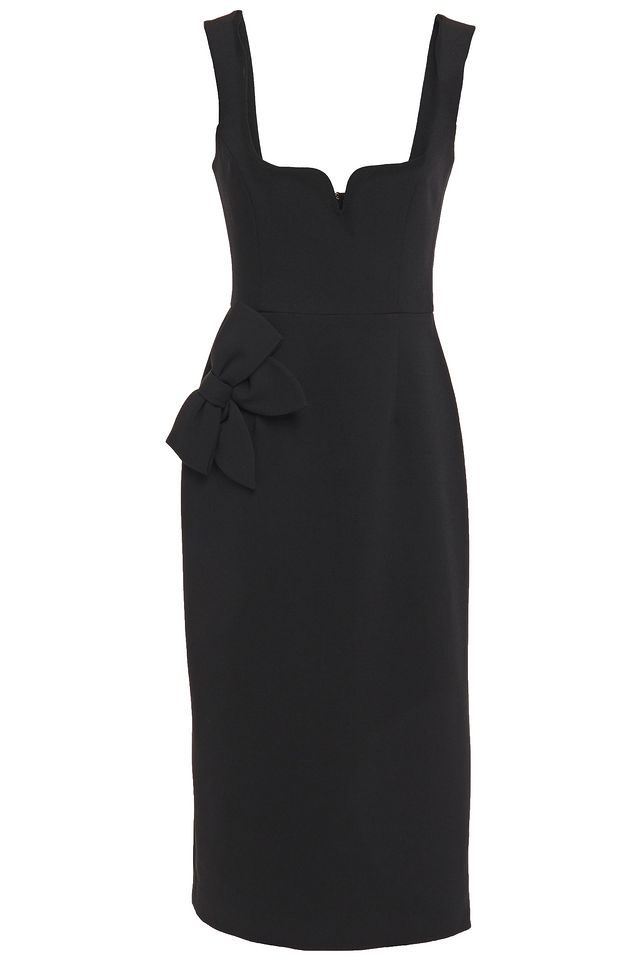 Bow-embellished crepe midi dress