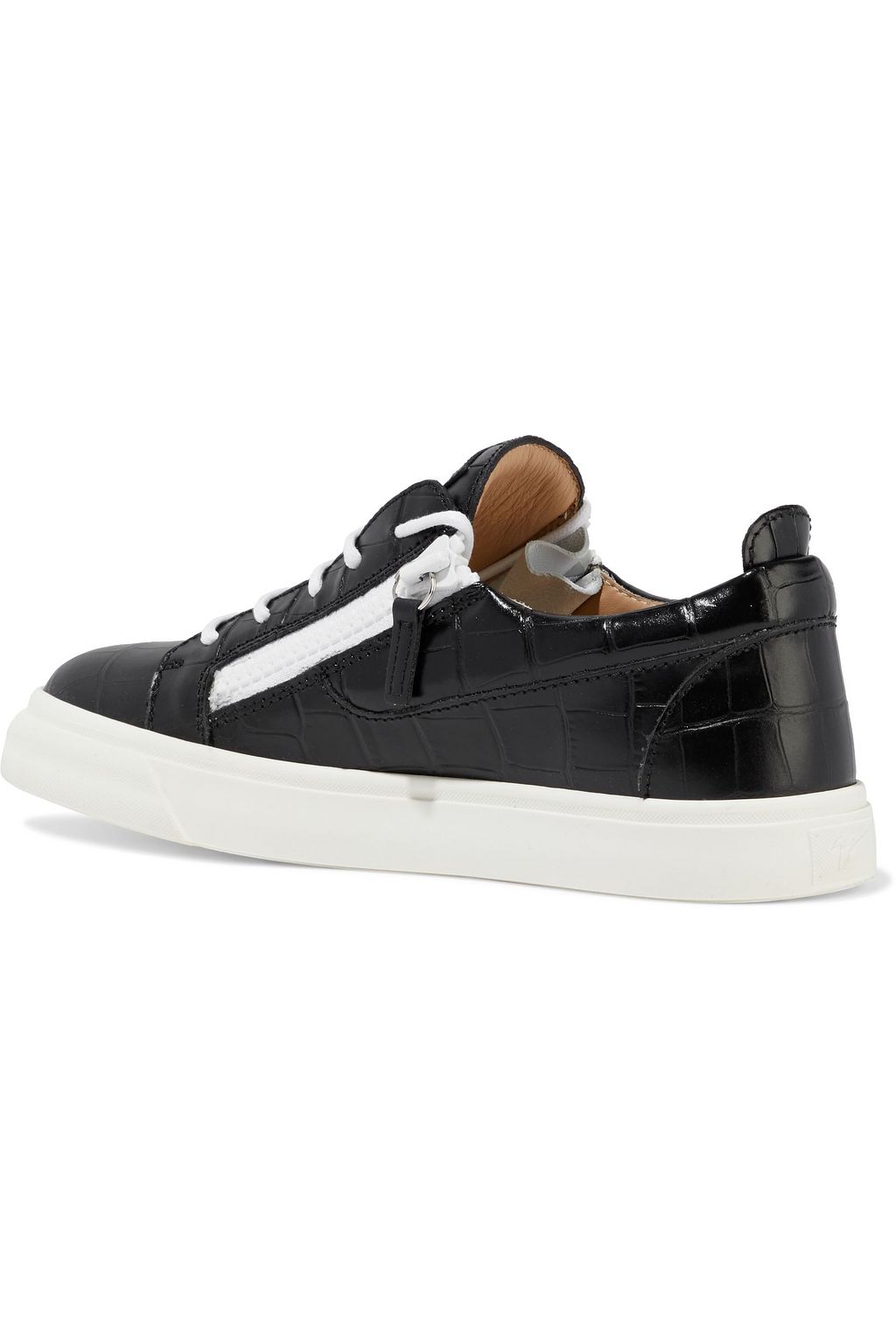 GIUSEPPE ZANOTTI London zip-detailed croc-effect leather sneakers