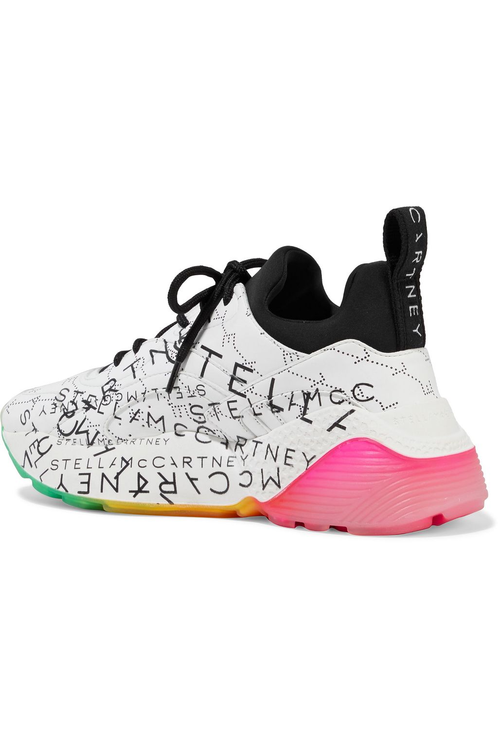 STELLA MCCARTNEY Eclypse Monogram neoprene-trimmed printed faux leather exaggerated-sole sneakers