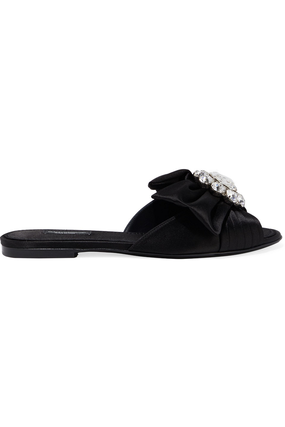 Dolce&Gabbana - Bianca embellished satin mules - Black - EU 35
