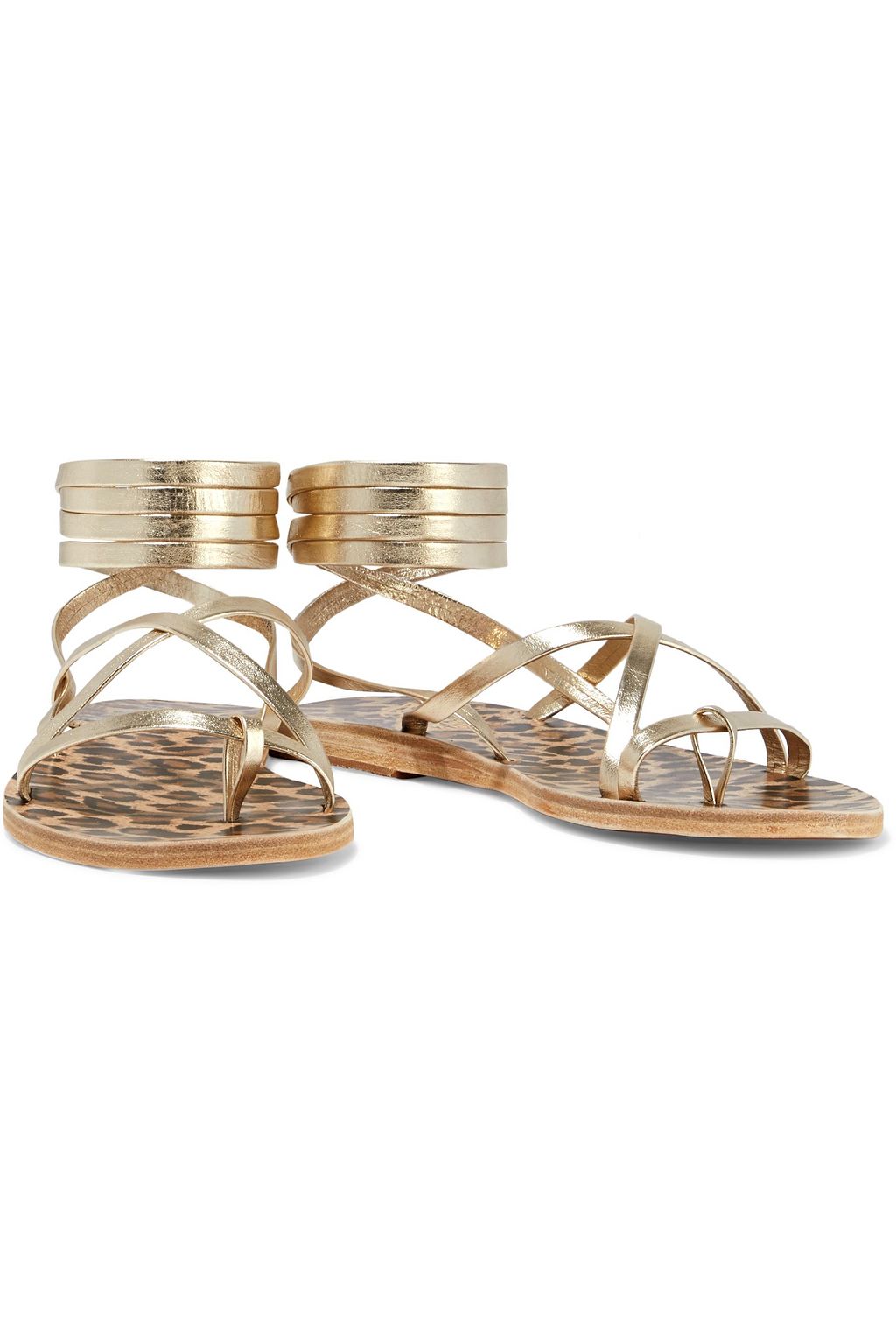 ANCIENT GREEK SANDALS Morfi metallic textured-leather sandals