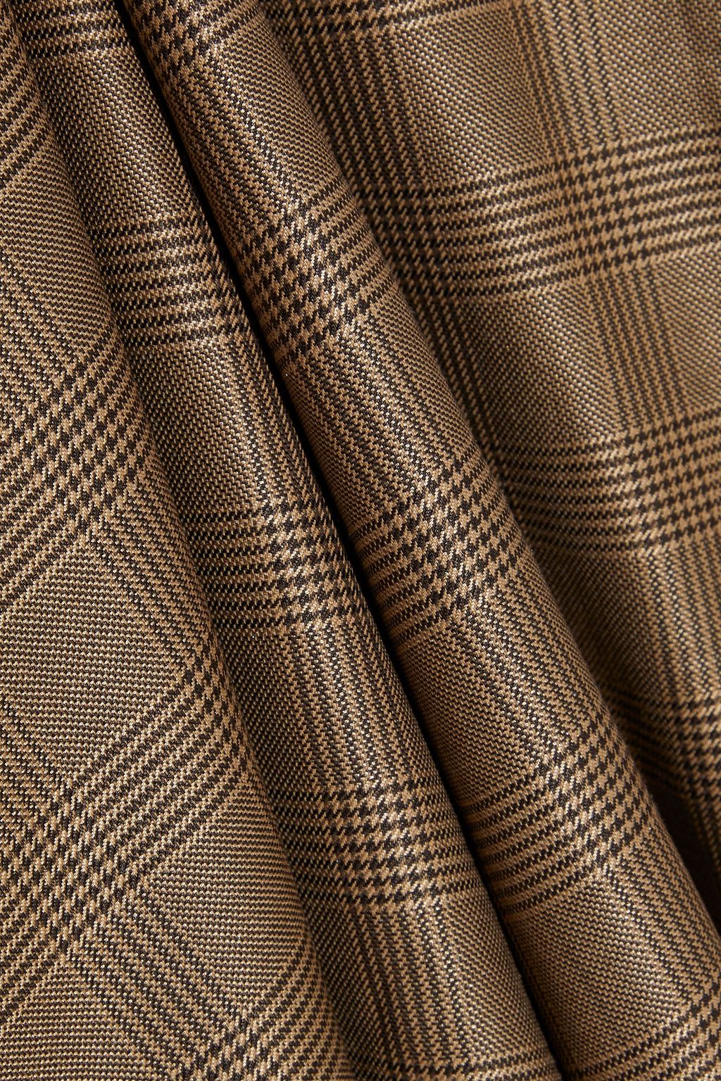 GANNI Merkel embellished Prince of Wales checked silk and wool-blend wide-leg pants