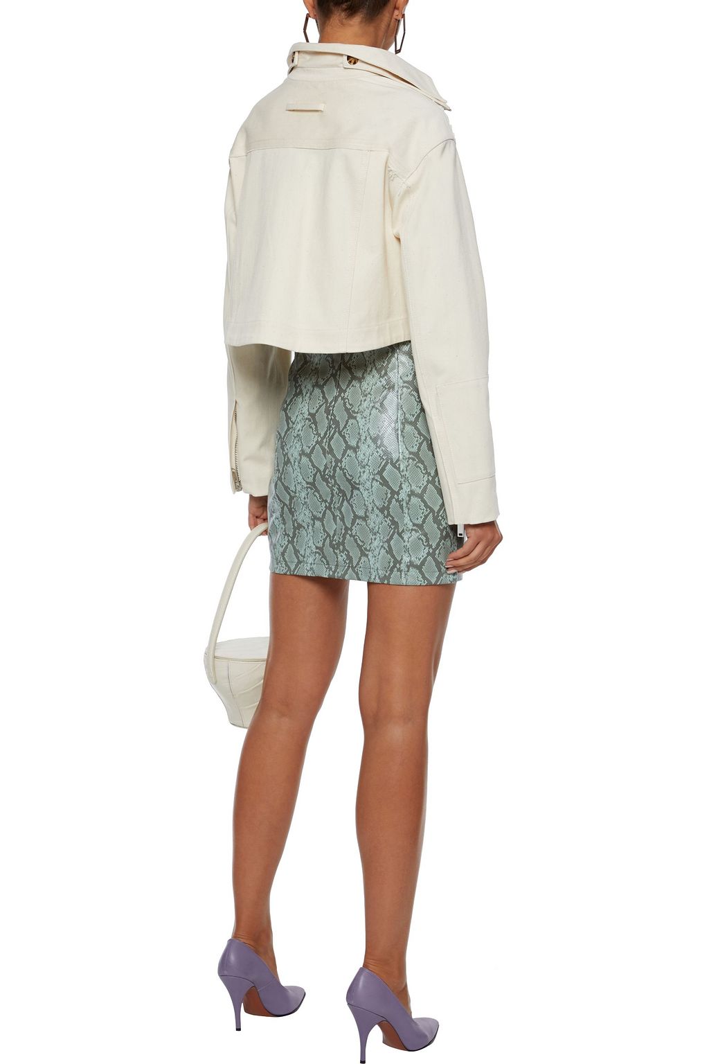 RONNY KOBO Rida faux snake-effect leather mini skirt