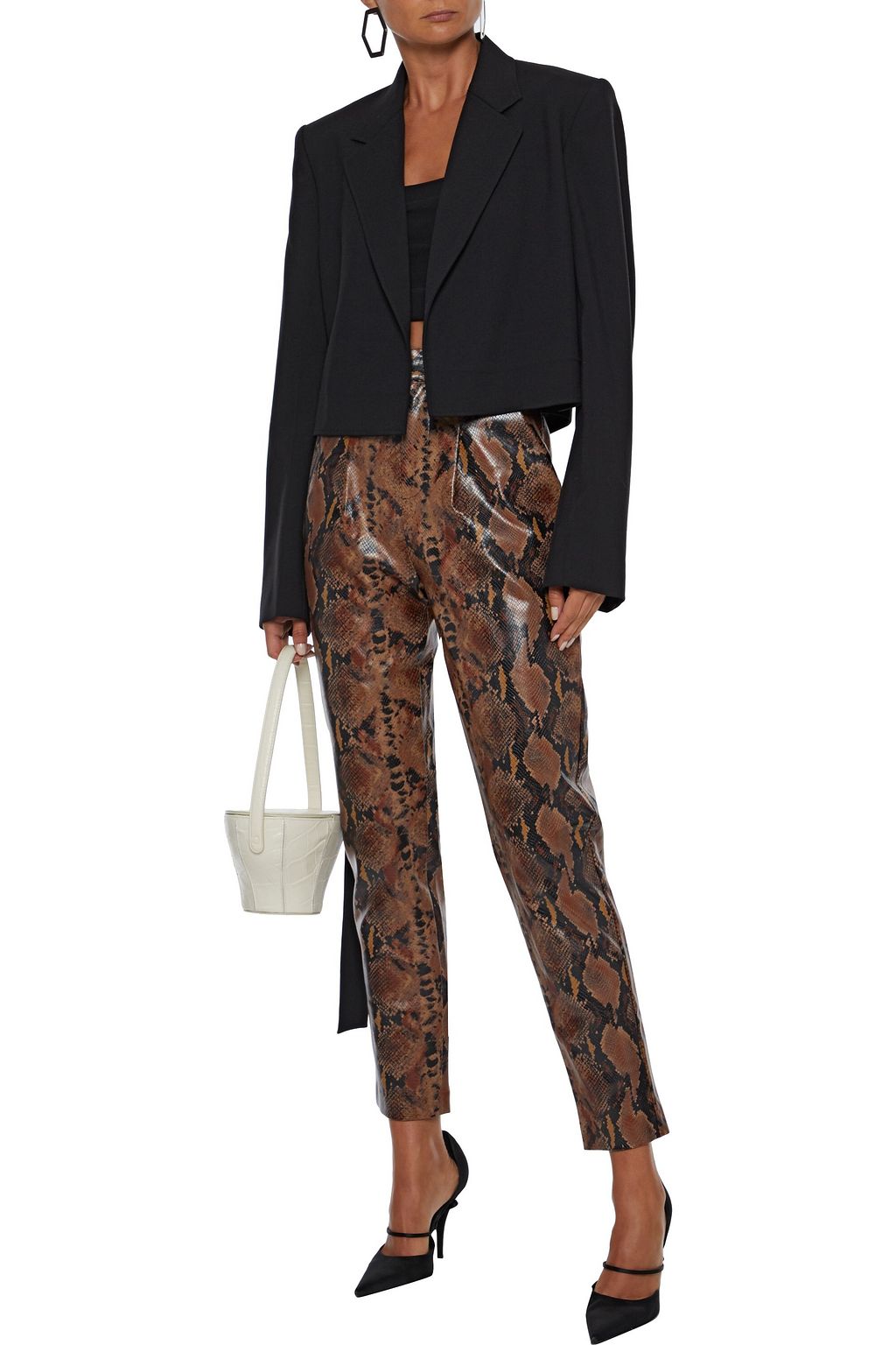 RONNY KOBO Olivia faux snake-effect leather slim-leg pants