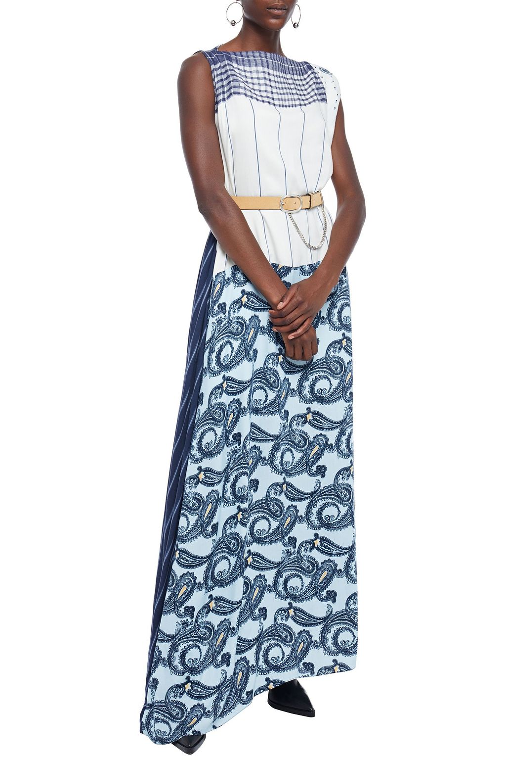 ACNE STUDIOS Jacquard-paneled printed voile maxi dress
