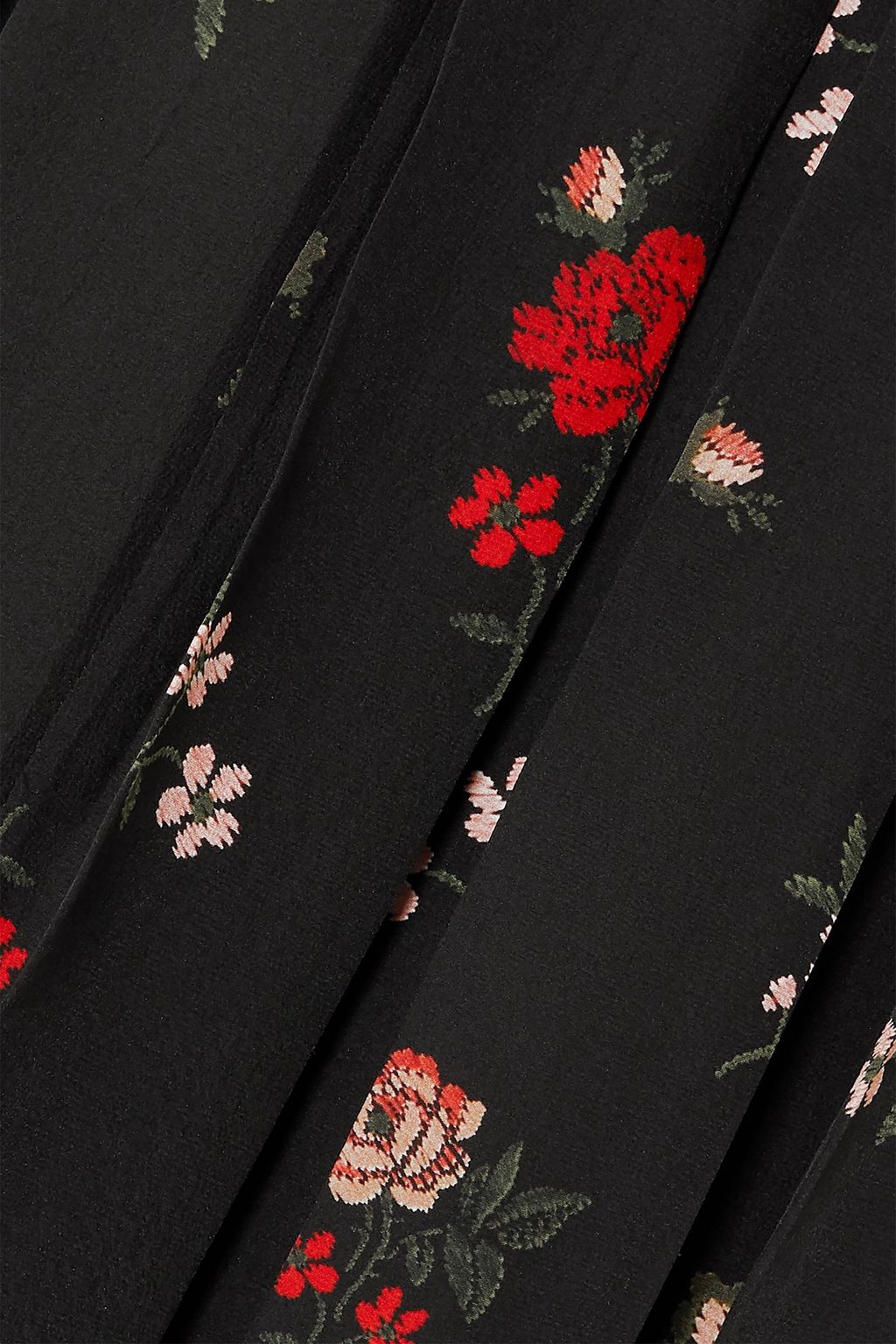 SIMONE ROCHA Pleated floral-print silk-crepe midi skirt