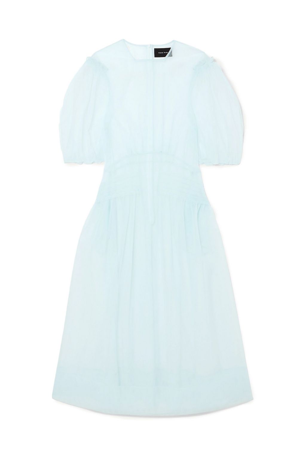 blue tulle midi dress