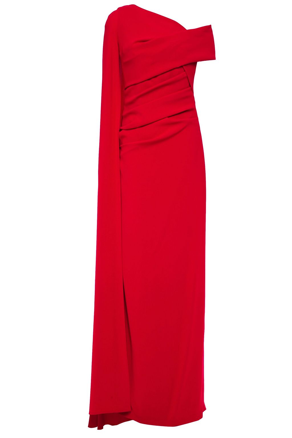 one shoulder gown with cape