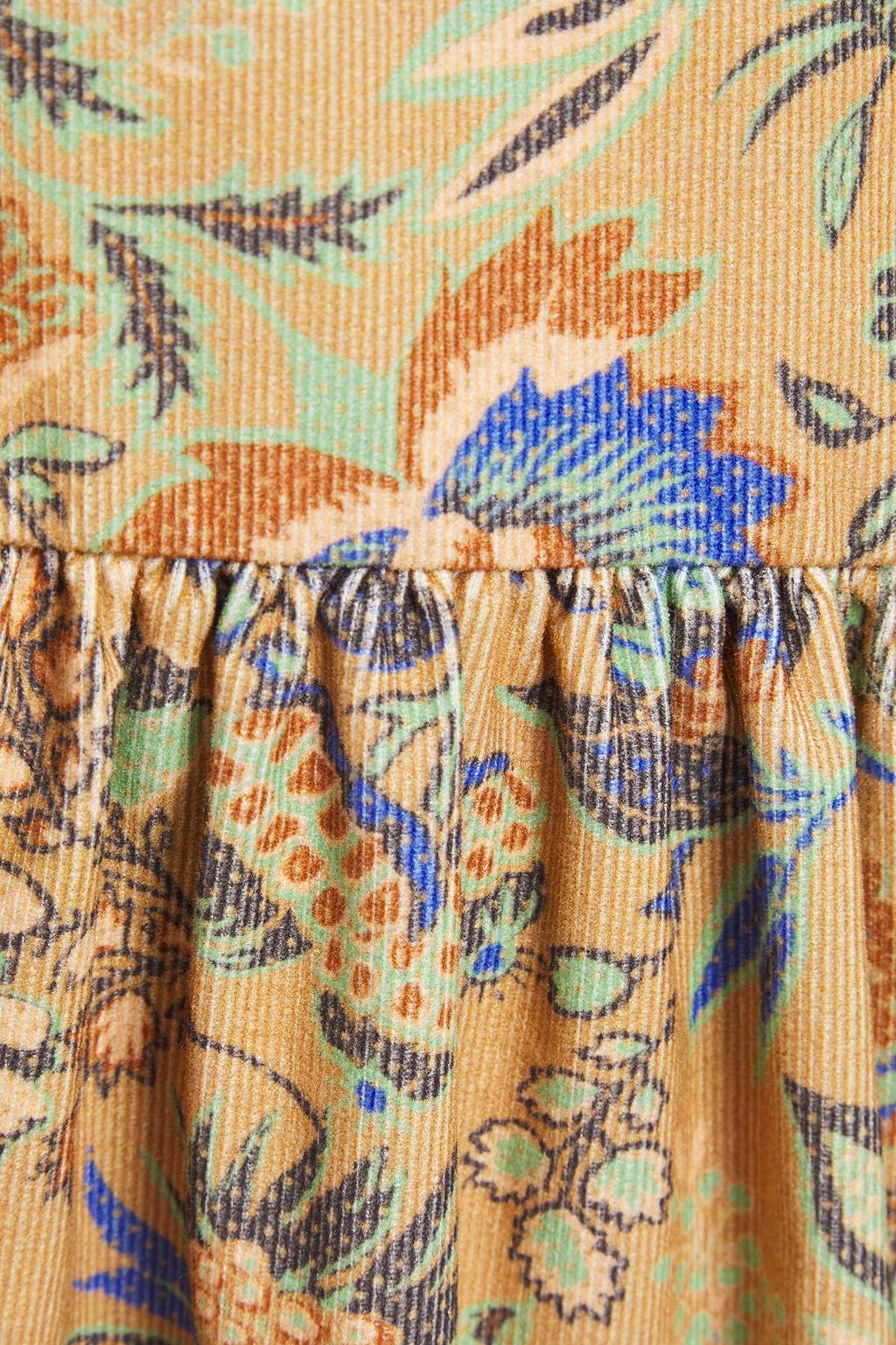 SEE BY CHLOÉ Guipure lace-trimmed floral-print cotton-corduroy midi skirt