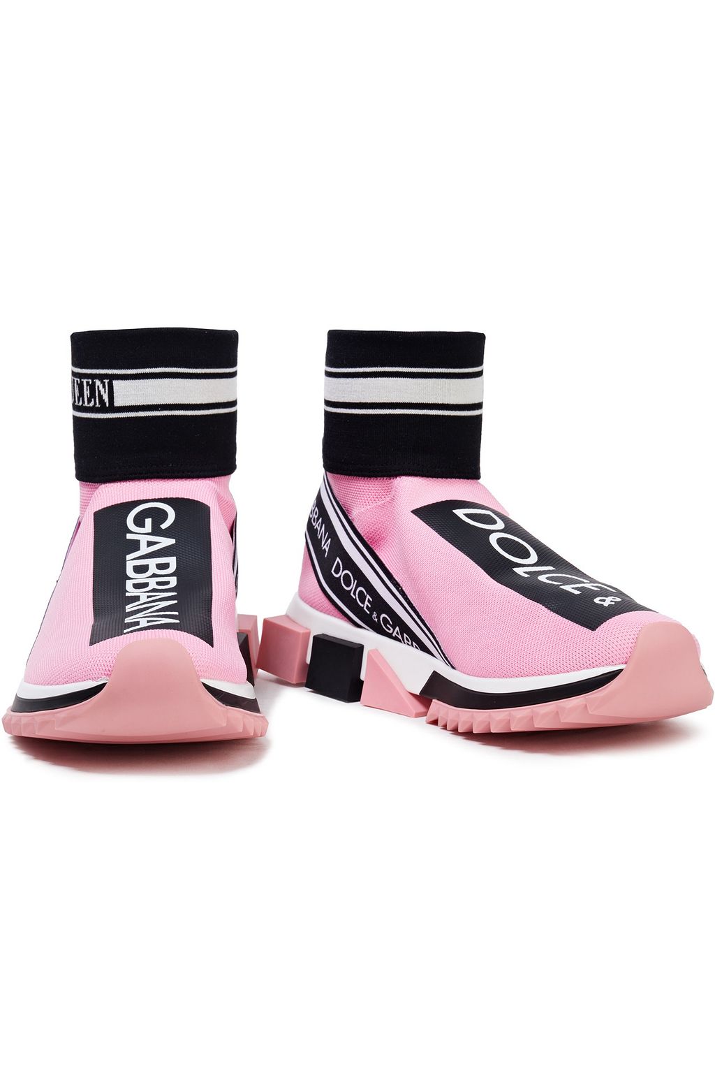 DOLCE&GABBANA Sorrento printed stretch-knit high-top sneakers
