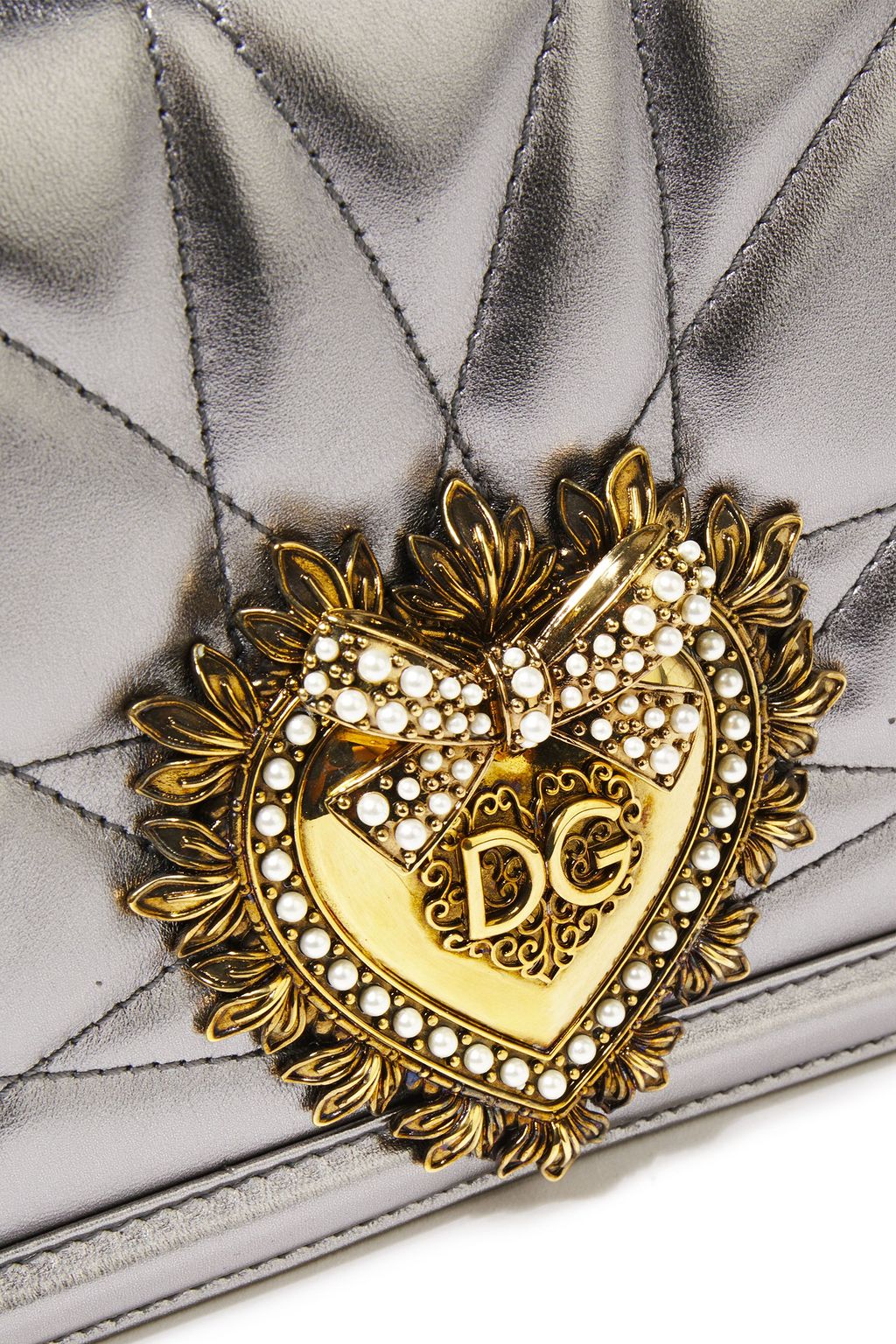 DOLCE&GABBANA Devotion quilted metallic leather shoulder bag