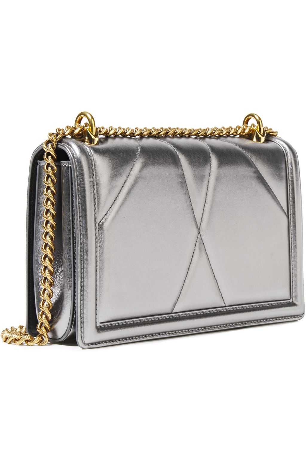 DOLCE&GABBANA Devotion quilted metallic leather shoulder bag