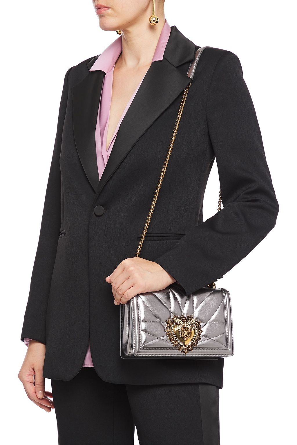 DOLCE&GABBANA Devotion quilted metallic leather shoulder bag