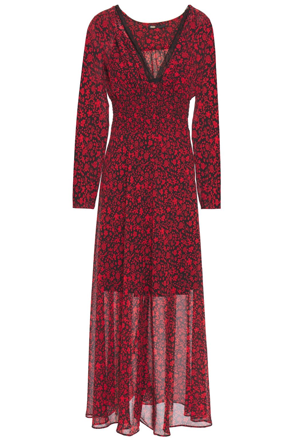 maje red lace dress