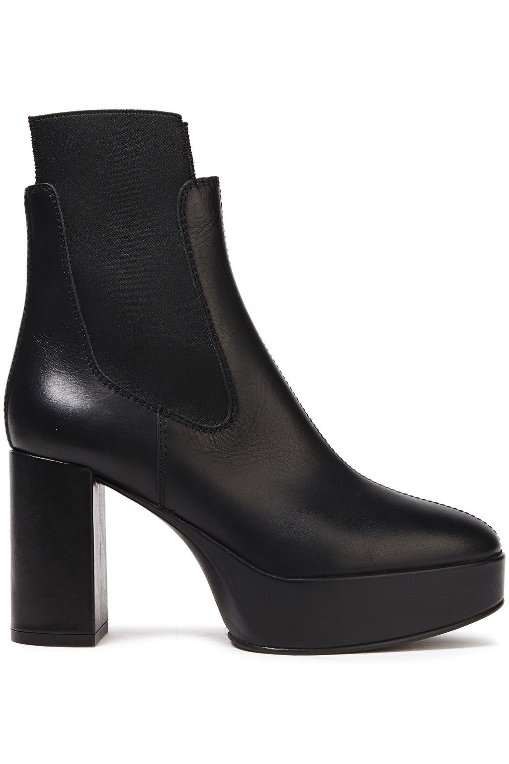 black leather platform ankle boots