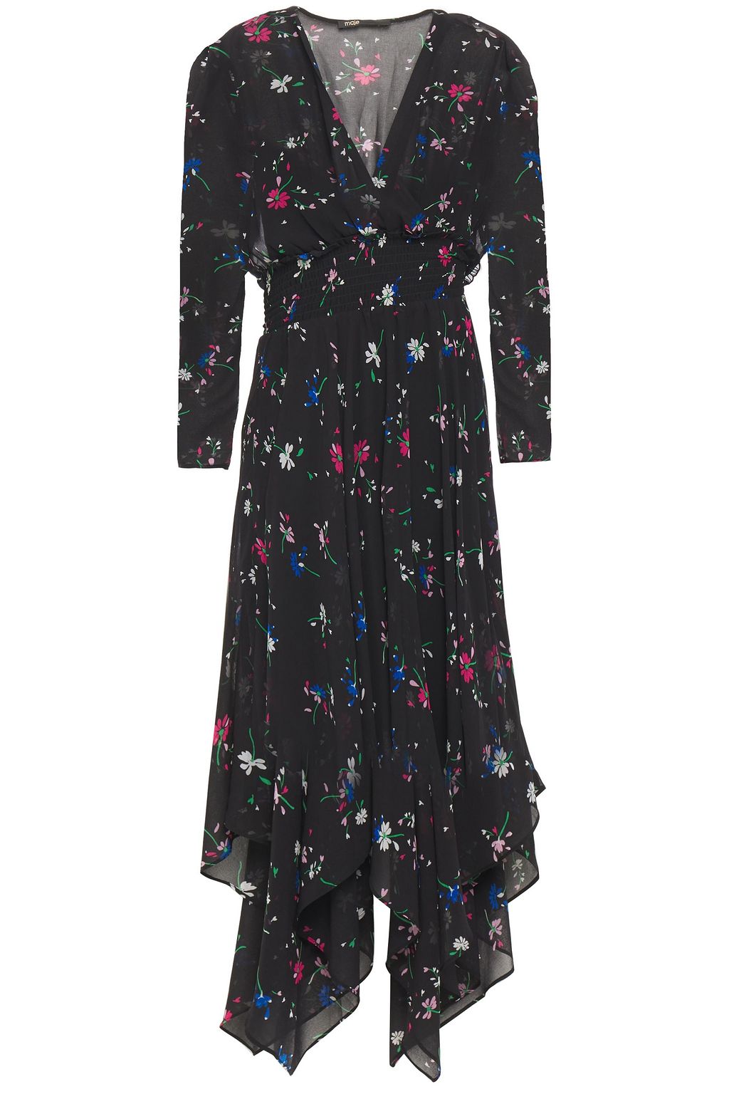 maje black floral dress