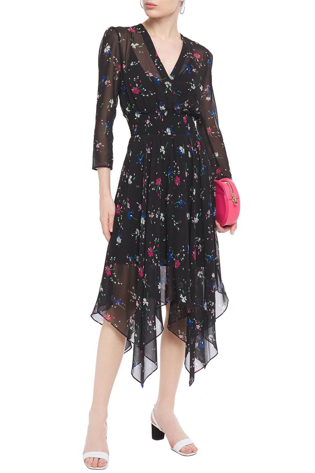 maje ruffled printed dress