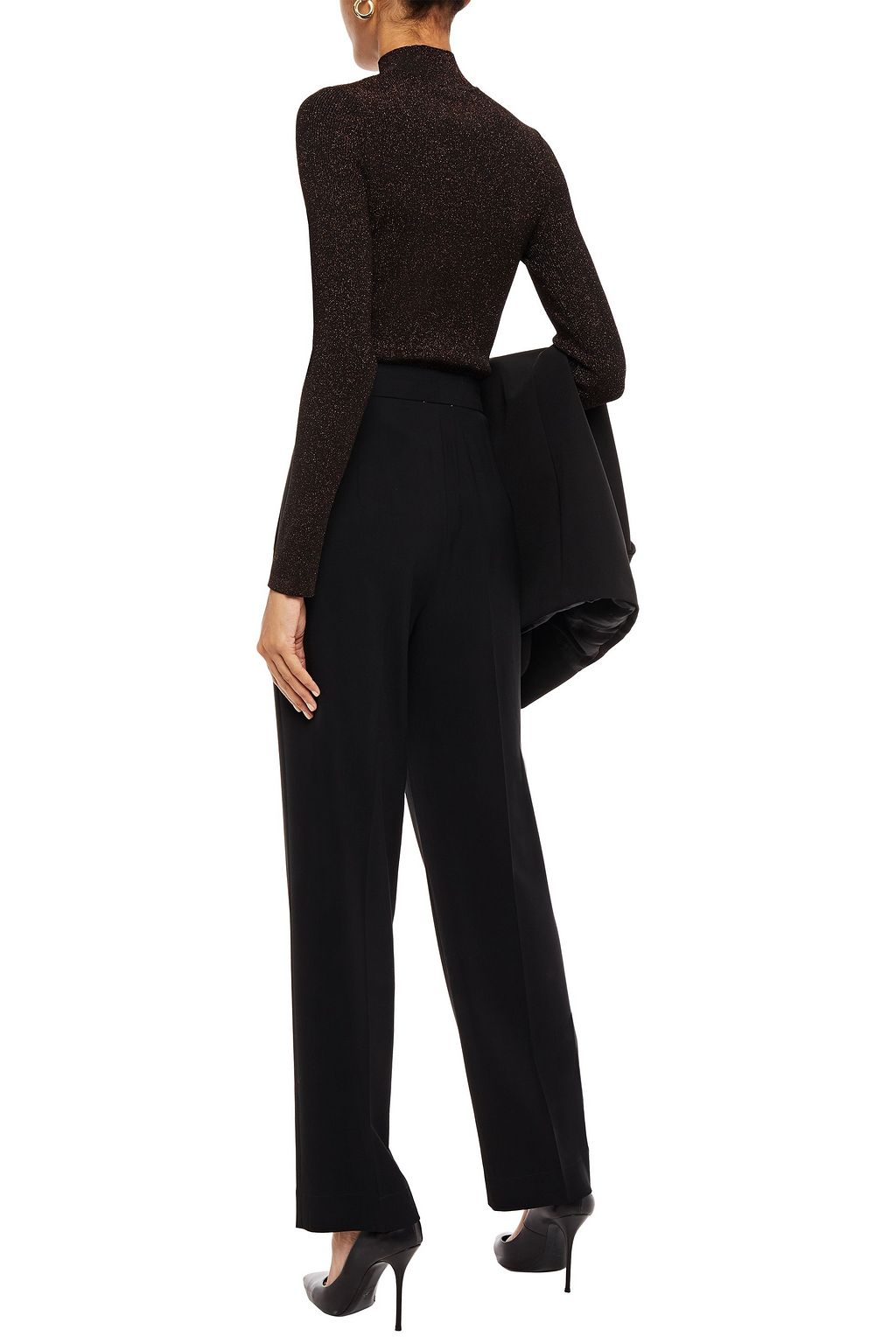 MAJE Metallic stretch-knit turtleneck sweater