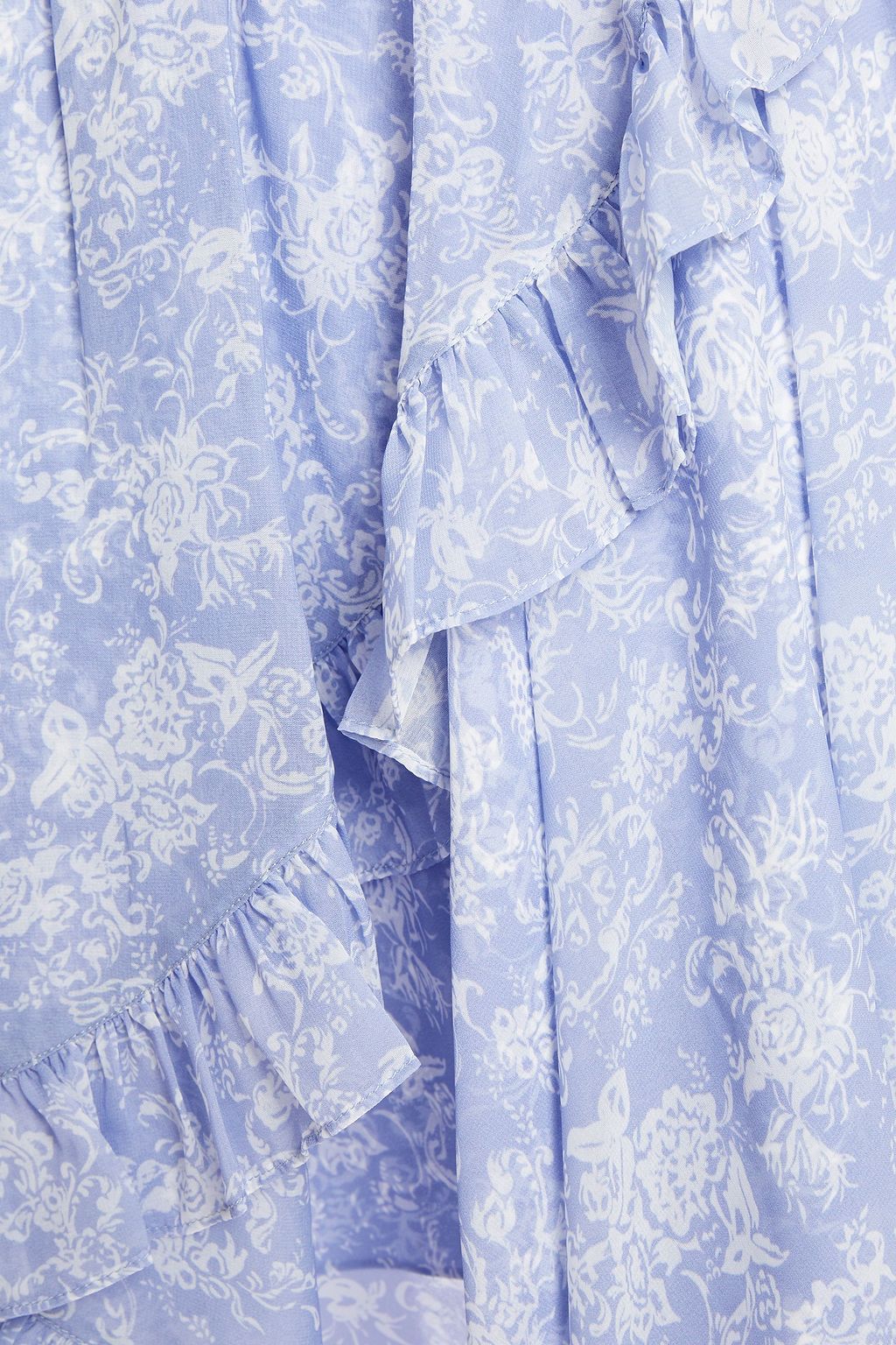 CAROLINE CONSTAS Adelle asymmetric ruffled floral-print chiffon skirt