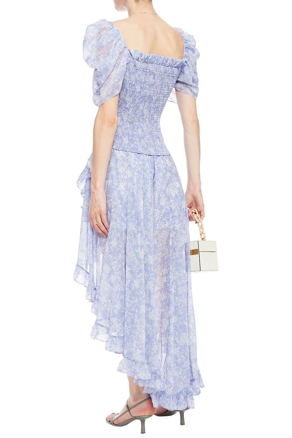 CAROLINE CONSTAS Adelle asymmetric ruffled floral-print chiffon skirt