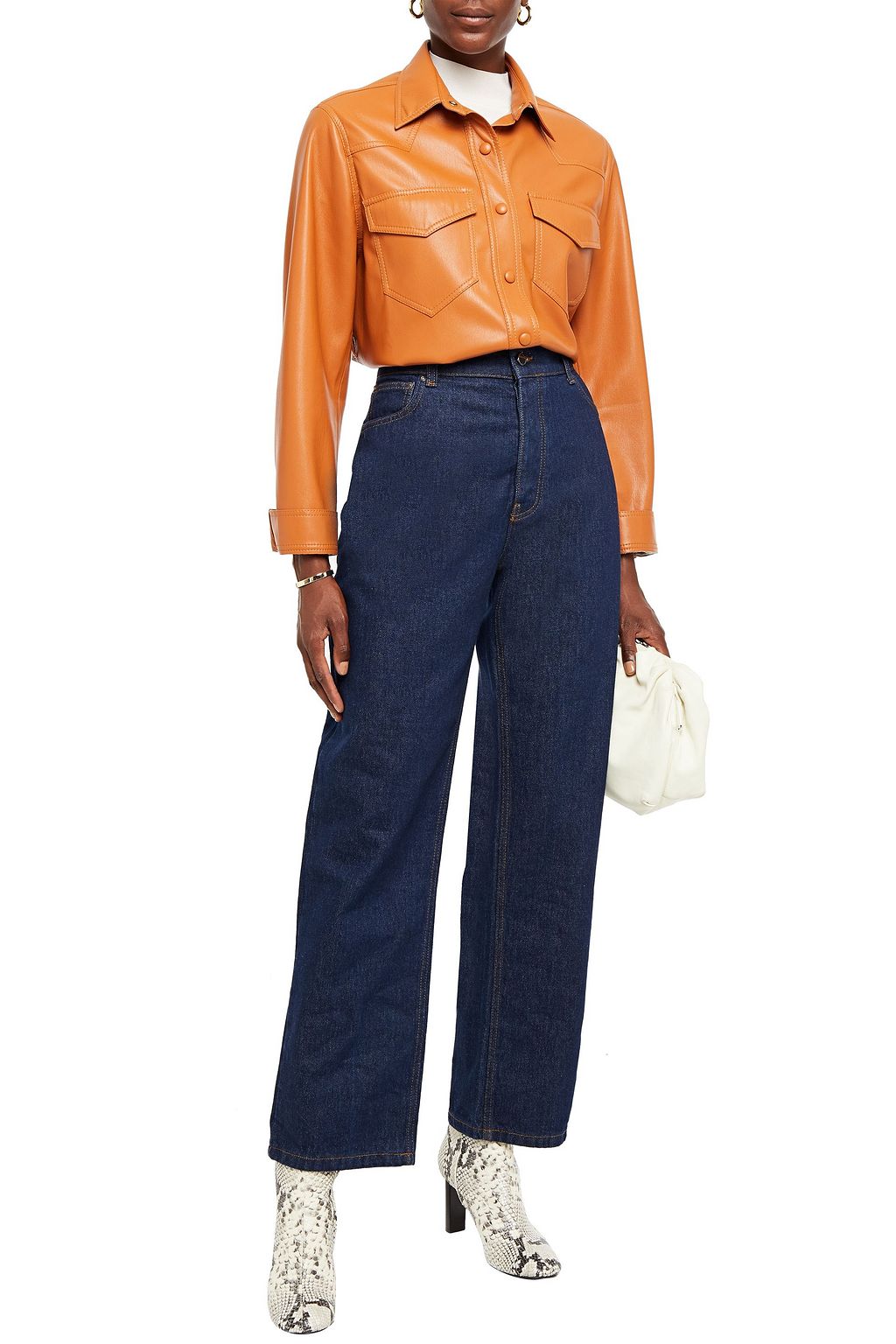 VICTORIA, VICTORIA BECKHAM Arizona grosgrain-trimmed high-rise straight-leg jeans