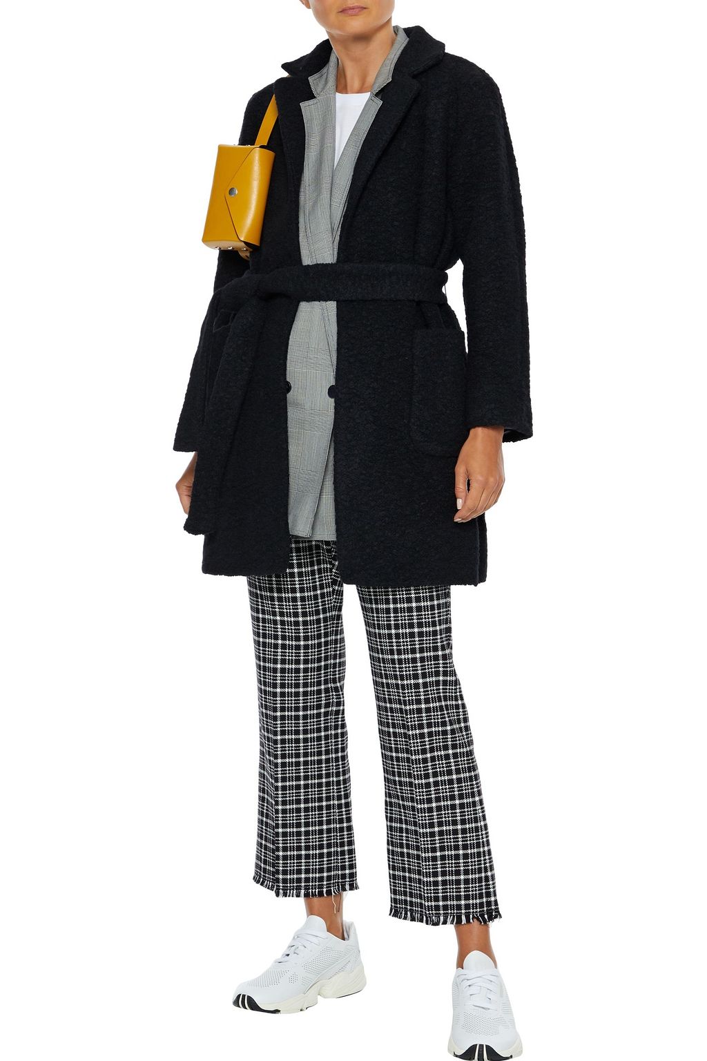 GANNI Fenn belted wool-blend bouclé coat
