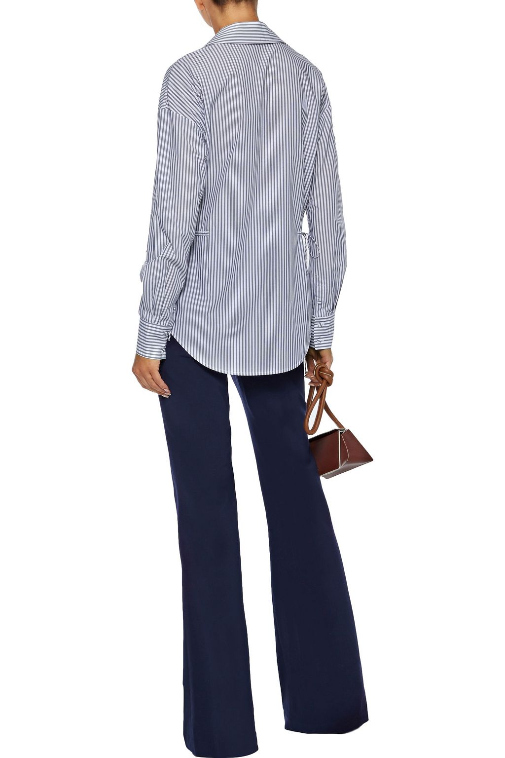 SIMKHAI Button-detailed striped poplin shirt