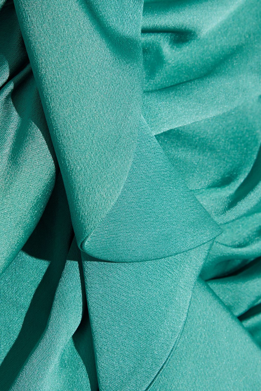 SIMKHAI Ruched ruffled satin-crepe midi dress