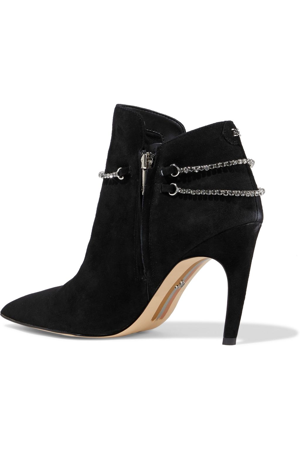 SAM EDELMAN Florie crystal-trimmed suede ankle boots