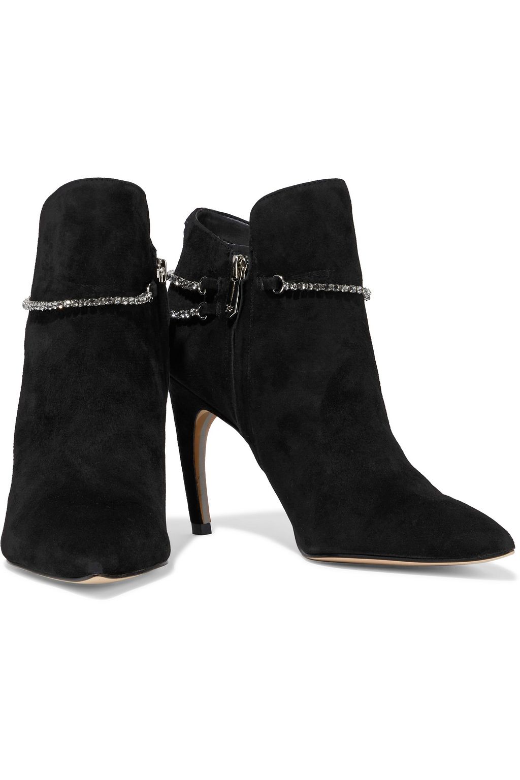 SAM EDELMAN Florie crystal-trimmed suede ankle boots