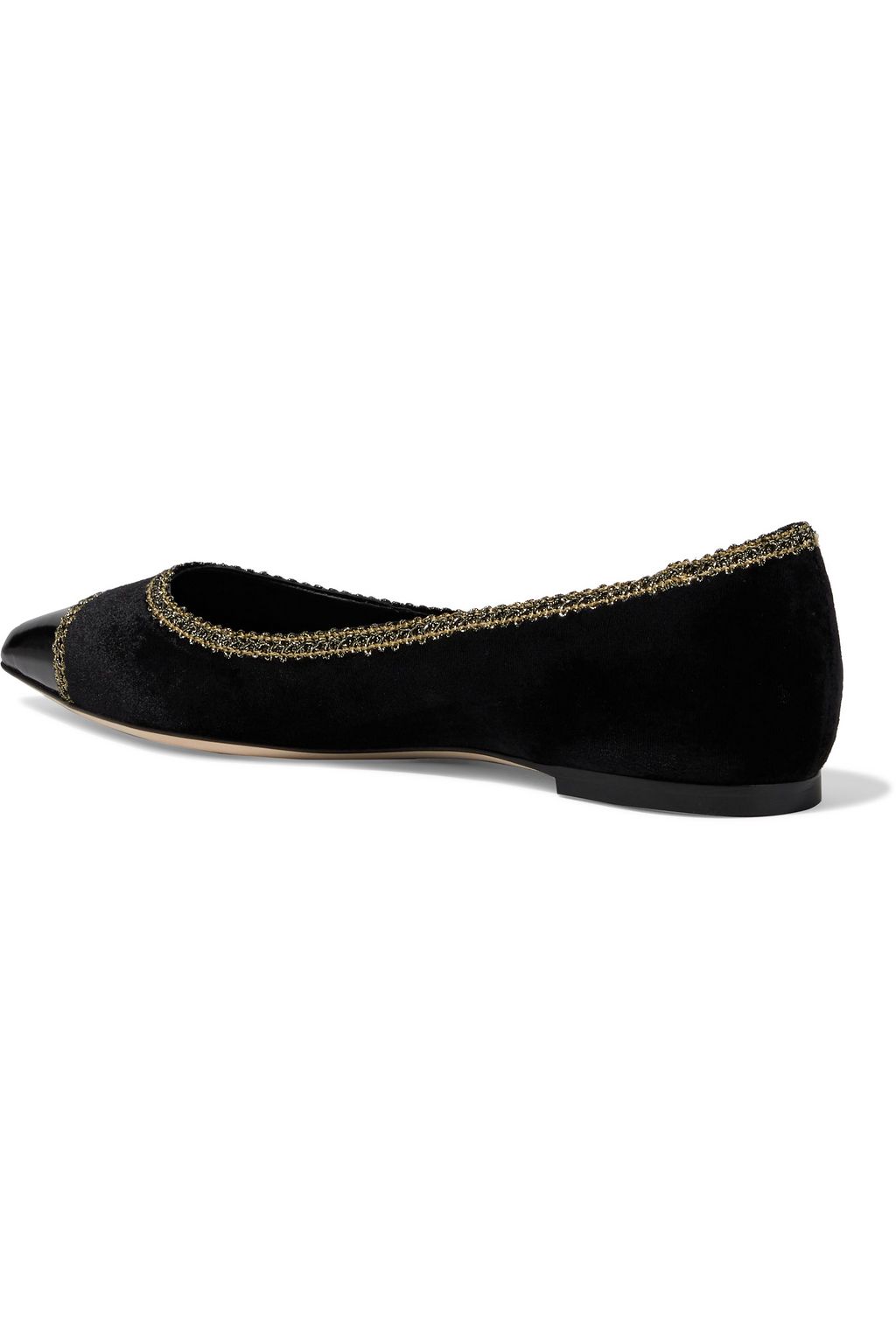 DOLCE&GABBANA Bellucci embroidered velvet and leather point-toe flats
