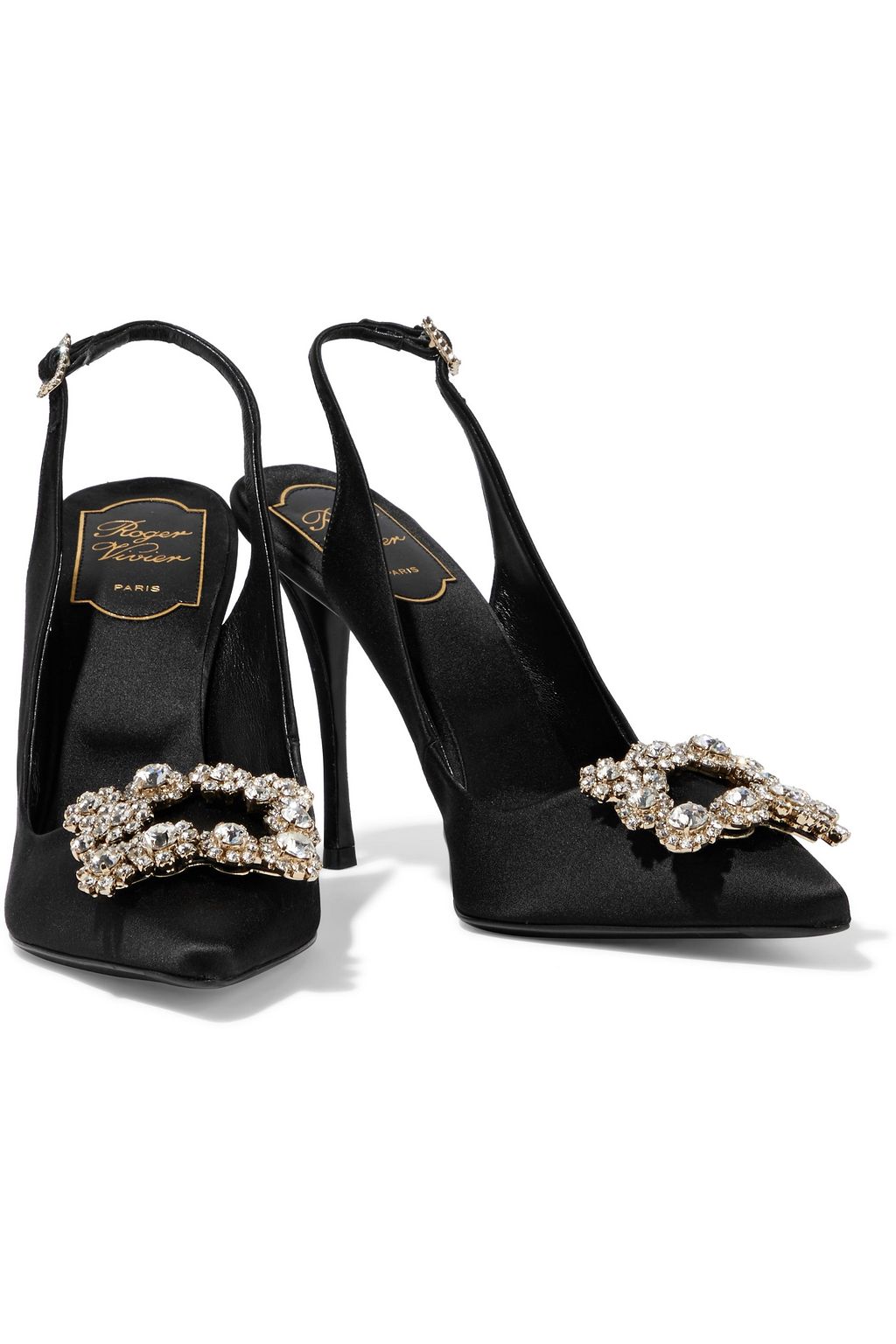 ROGER VIVIER Flower バックル付き サテン バックストラップパンプス