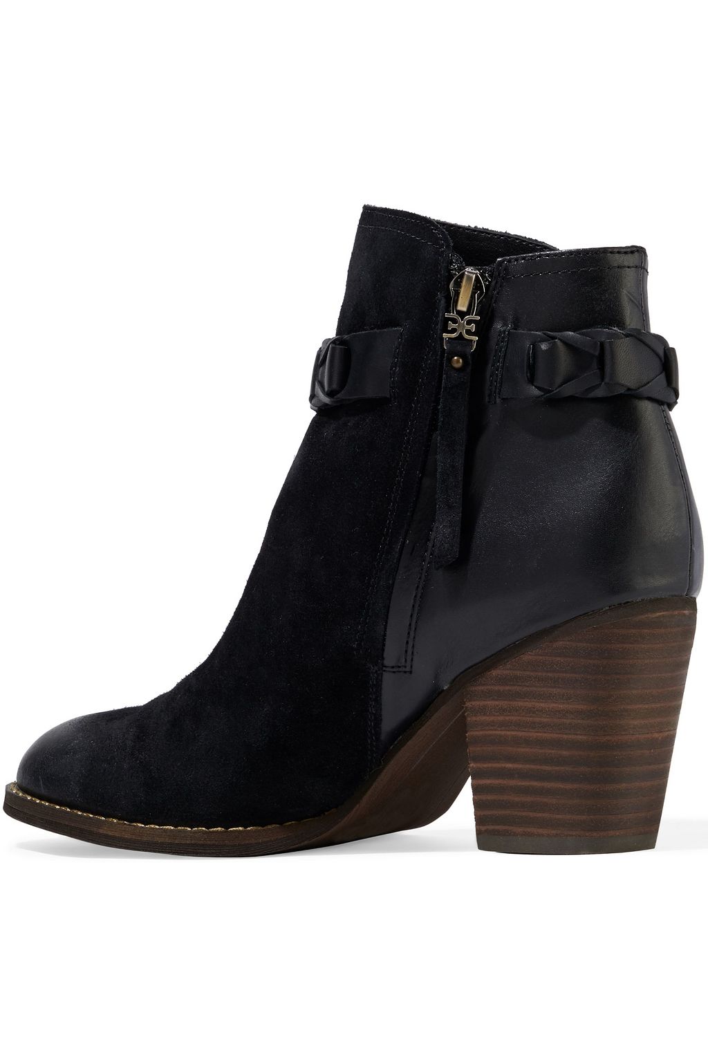 SAM EDELMAN Minetta distressed leather and suede ankle boots