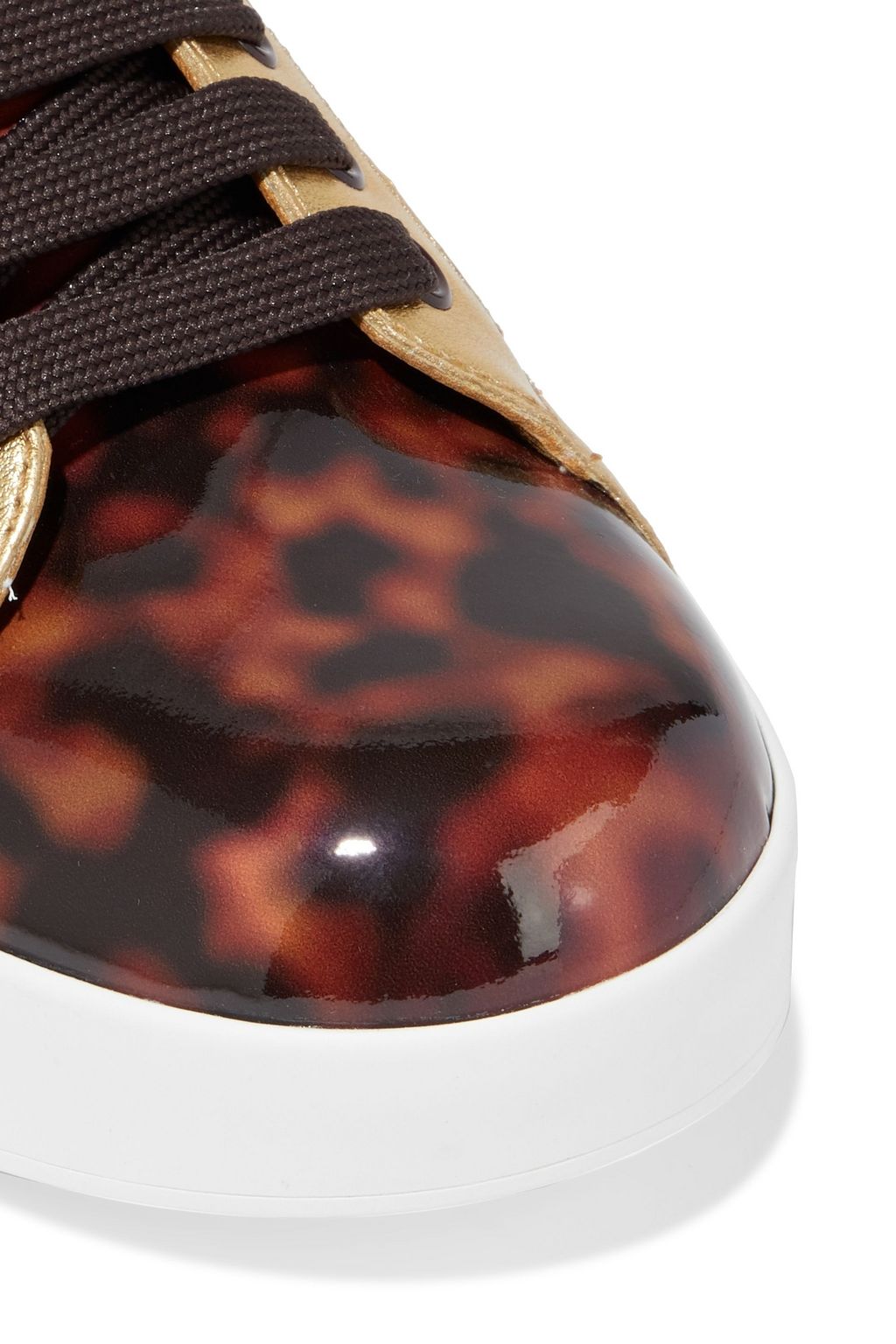 DOLCE&GABBANA Portofino tortoiseshell-print patent-leather sneakers