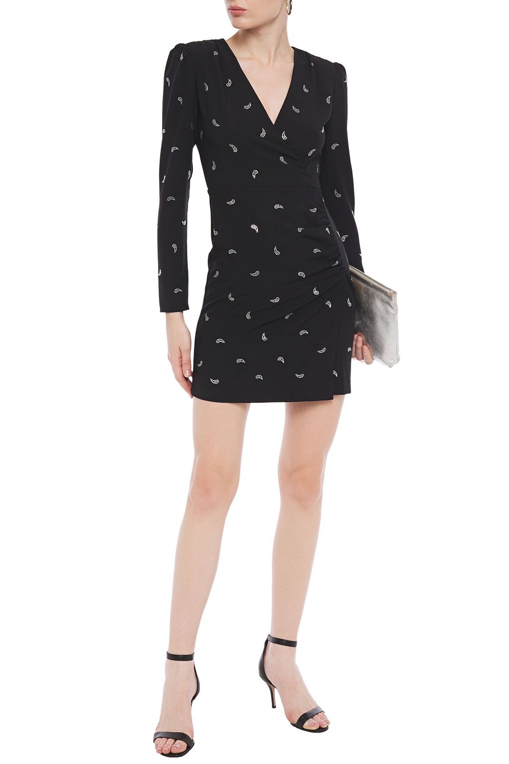MAJE Wrap-effect crystal-embellished crepe mini dress