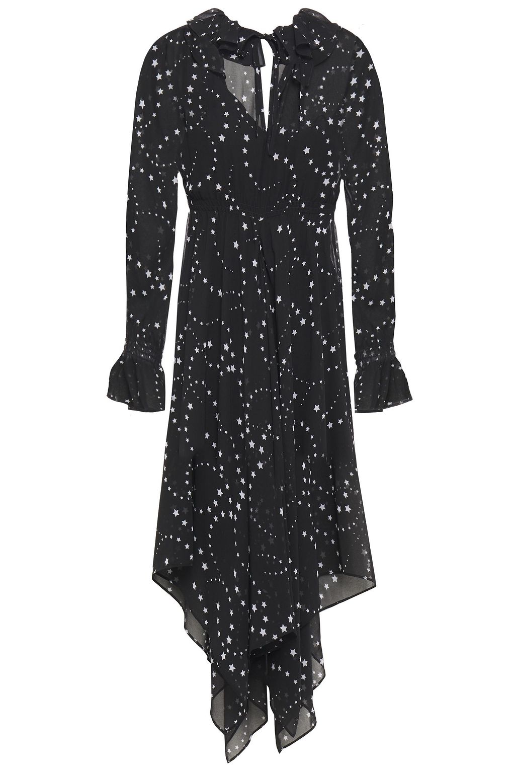maje ruffled printed dress