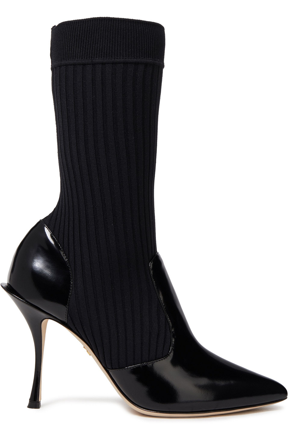 Dolce&Gabbana - Ribbed-knit and leather ankle boots - Black - EU 37