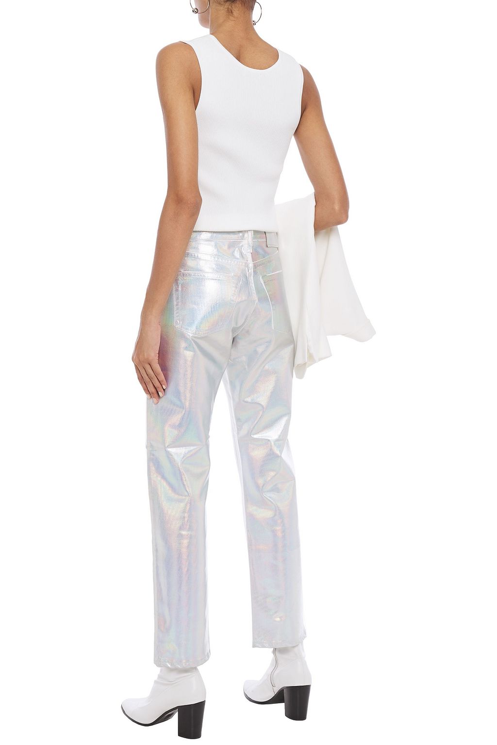 ACNE STUDIOS BLÅ KONST Iridescent coated high-rise straight-leg jeans
