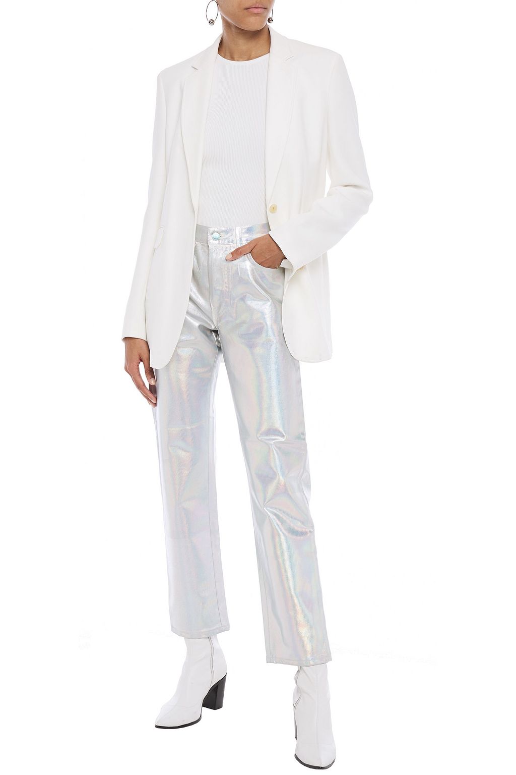 ACNE STUDIOS BLÅ KONST Iridescent coated high-rise straight-leg jeans