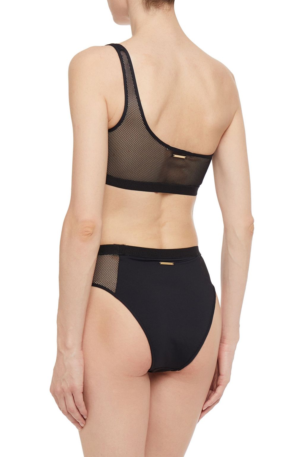 STELLA MCCARTNEY One-shoulder mesh-paneled bandeau bikini top