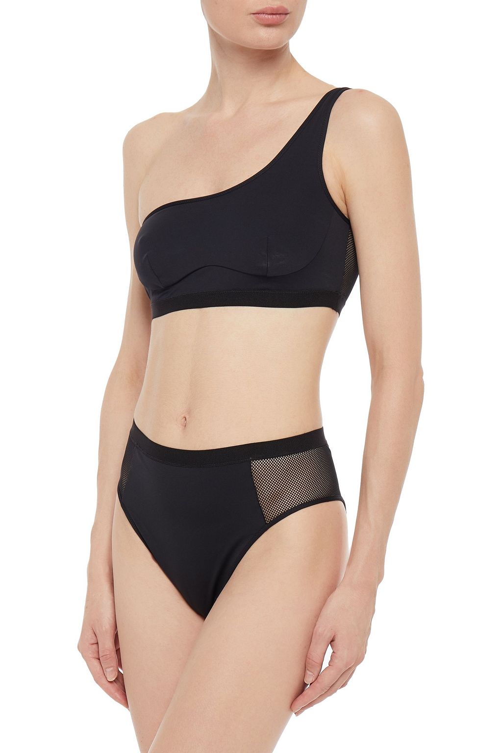 STELLA MCCARTNEY One-shoulder mesh-paneled bandeau bikini top